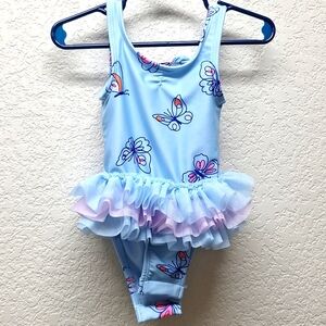 12 month bathing suit blue with butterfly.
